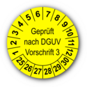Geprüft nach DGUV Vorschrift 3, gelb