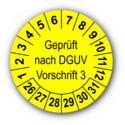 Geprüft nach DGUV Vorschrift 3, gelb