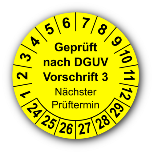 Prüfplaketten Elektro Prüfung 21-26 Ø 30 mm Vinyl gelb 144 Prüfetiketten 