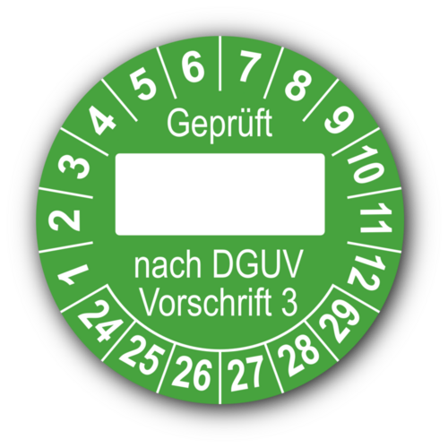 Geprüft … nach DGUV Vorschrift 3, grün (zum Selbstbeschriften)