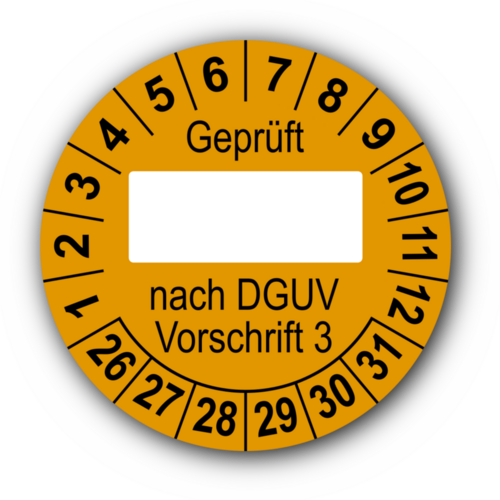 Geprüft … nach DGUV Vorschrift 3, orange (zum Selbstbeschriften)