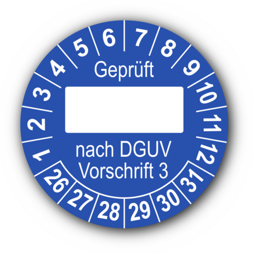 Geprüft … nach DGUV Vorschrift 3, blau (zum Selbstbeschriften)