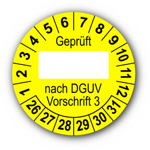 Geprüft … nach DGUV Vorschrift 3, gelb (zum Selbstbeschriften)