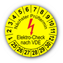 Nächster Prüftermin Elektro-Check nach VDE, gelb