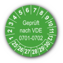 Geprüft nach VDE 0701-0702, grün