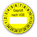Geprüft nach VDE…, gelb (zum Selbstbeschriften)