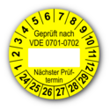 Geprüft nach VDE 0701-0702 … Nächster Prüftermin, gelb (zum Selbstbeschriften)