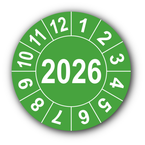 Jahresprüfplakette mit vierstelliger Jahreszahl, 2025