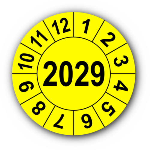 Jahresprüfplakette mit vierstelliger Jahreszahl, 2027