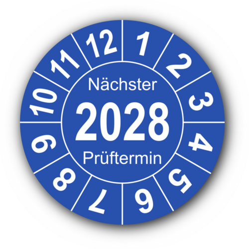 Jahresprüfplakette „Nächster Prüftermin“, 2028