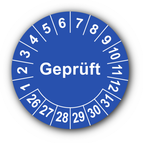 Geprüft, blau