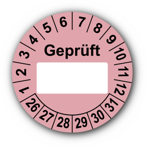 Geprüft …, rosa (zum Selbstbeschriften)