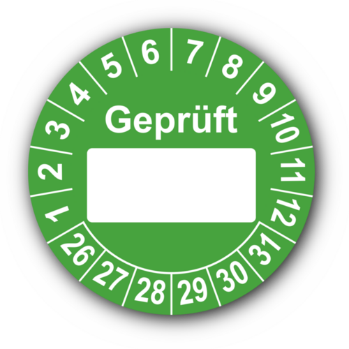 Geprüft …, grün (zum Selbstbeschriften)