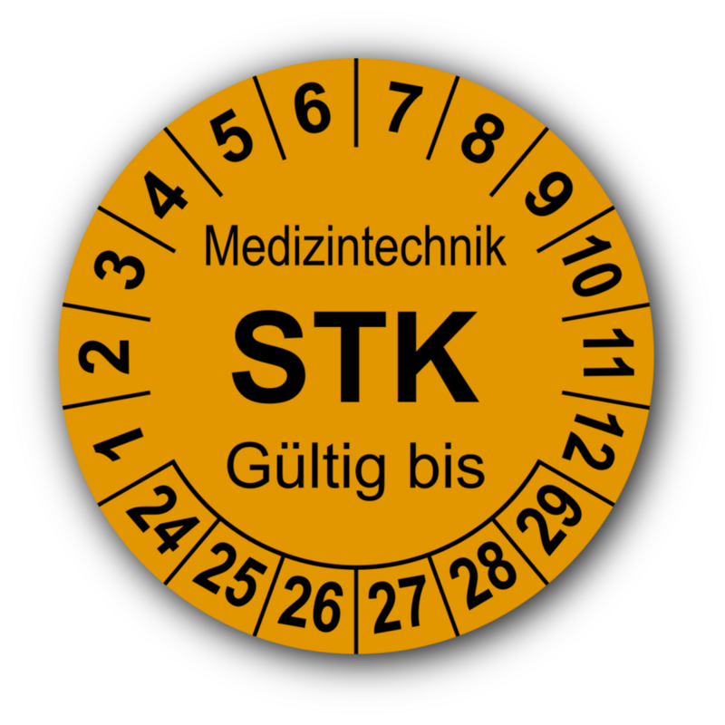 Mehrjahresprüfplakette Medizintechik  Ø 20-40mm  STK Aufkleber 2018-2023 