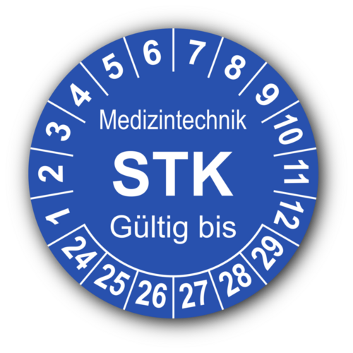 Mehrjahresprüfplakette Medizintechik  Ø 20-40mm  STK Aufkleber 2018-2023 