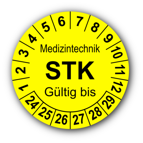 Medizintechnik STK Gültig bis, gelb