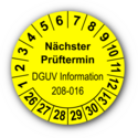 Nächster Prüftermin DGUV Information 208-016, gelb