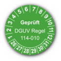 Geprüft DGUV Regel 114-010, grün
