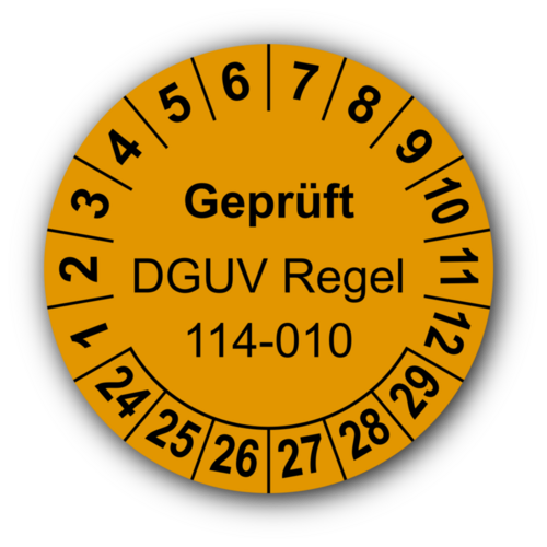 Geprüft DGUV Regel 114-010, orange