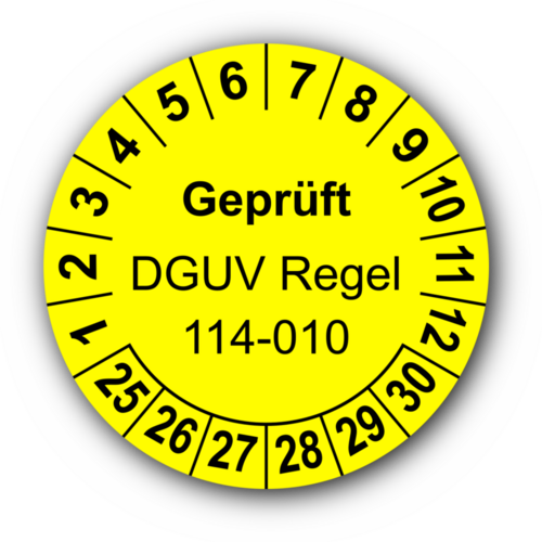 Geprüft DGUV Regel 114-010, gelb