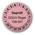 Geprüft DGUV Regel 108-007, rosa