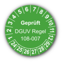 Geprüft DGUV Regel 108-007, grün
