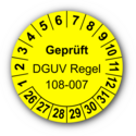 Geprüft DGUV Regel 108-007, gelb