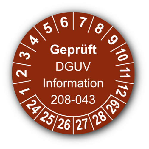 Geprüft DGUV Information 208-043, braun