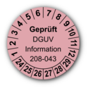 Geprüft DGUV Information 208-043, rosa