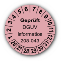 Geprüft DGUV Information 208-043, rosa