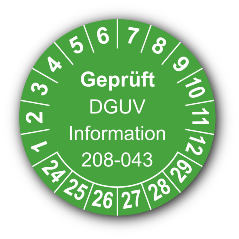 Geprüft DGUV Information 208-043, grün