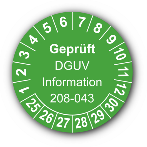 Geprüft DGUV Information 208-043, grün