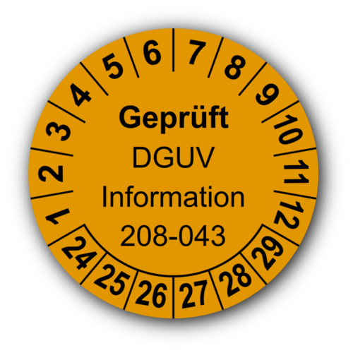 Geprüft DGUV Information 208-043, orange