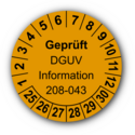 Geprüft DGUV Information 208-043, orange