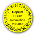 Geprüft DGUV Information 208-043, gelb