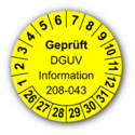 Geprüft DGUV Information 208-043, gelb