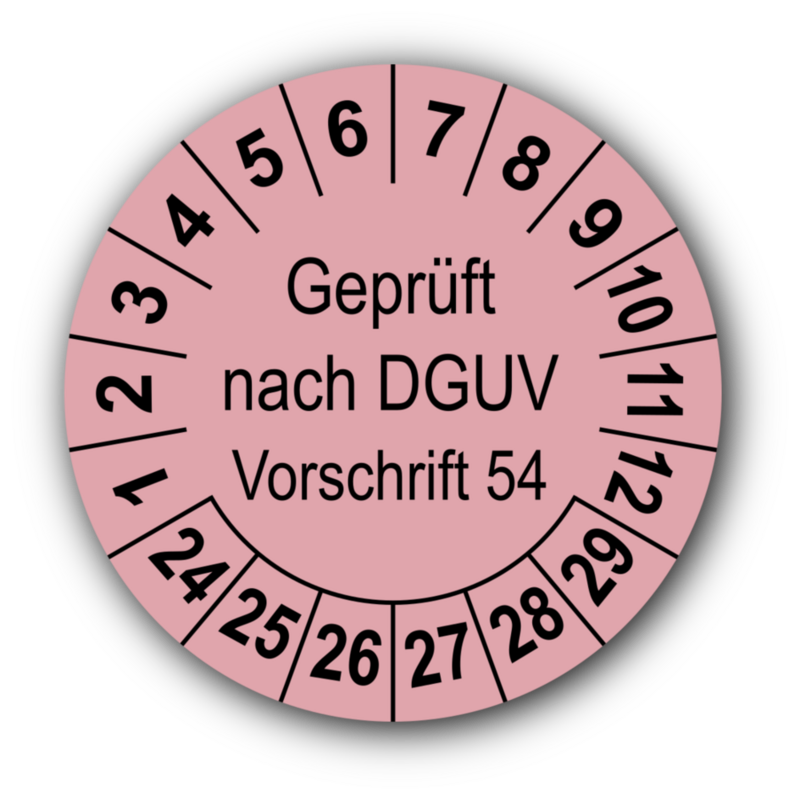 Geprüft nach DGUV Vorschrift 54, rosa