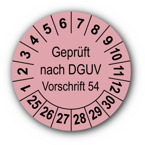 Geprüft nach DGUV Vorschrift 54, rosa