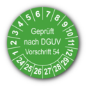 Geprüft nach DGUV Vorschrift 54, grün