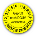 Geprüft nach DGUV Vorschrift 54, gelb