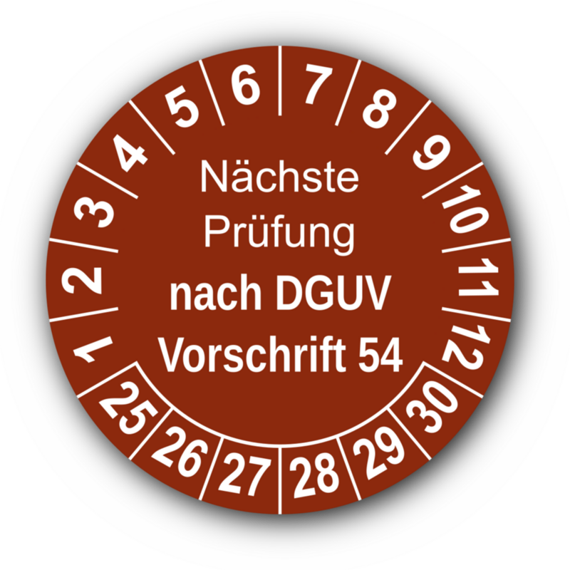 Nächste Prüfung nach DGUV Vorschrift 54, braun