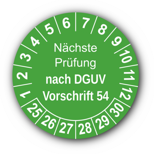 Nächste Prüfung nach DGUV Vorschrift 54, grün