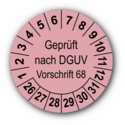 Geprüft nach DGUV Vorschrift 68, rosa