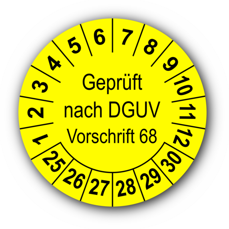 Geprüft nach DGUV Vorschrift 68, gelb