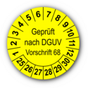 Geprüft nach DGUV Vorschrift 68, gelb