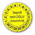 Geprüft nach DGUV Vorschrift 68, gelb