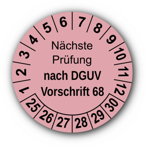 Nächste Prüfung nach DGUV Vorschrift 68, rosa
