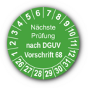 Nächste Prüfung nach DGUV Vorschrift 68, grün