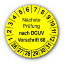 Nächste Prüfung nach DGUV Vorschrift 68, gelb