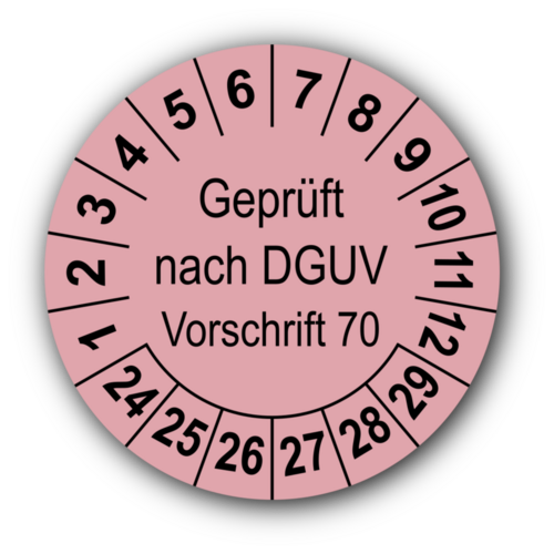 Geprüft nach DGUV Vorschrift 70, rosa